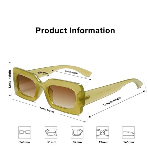Green Chunky Square Sunglasses  